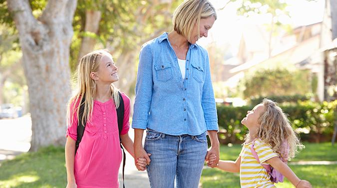back to school mom and daughters